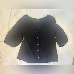 W5 Navy Button-Down Women's Top